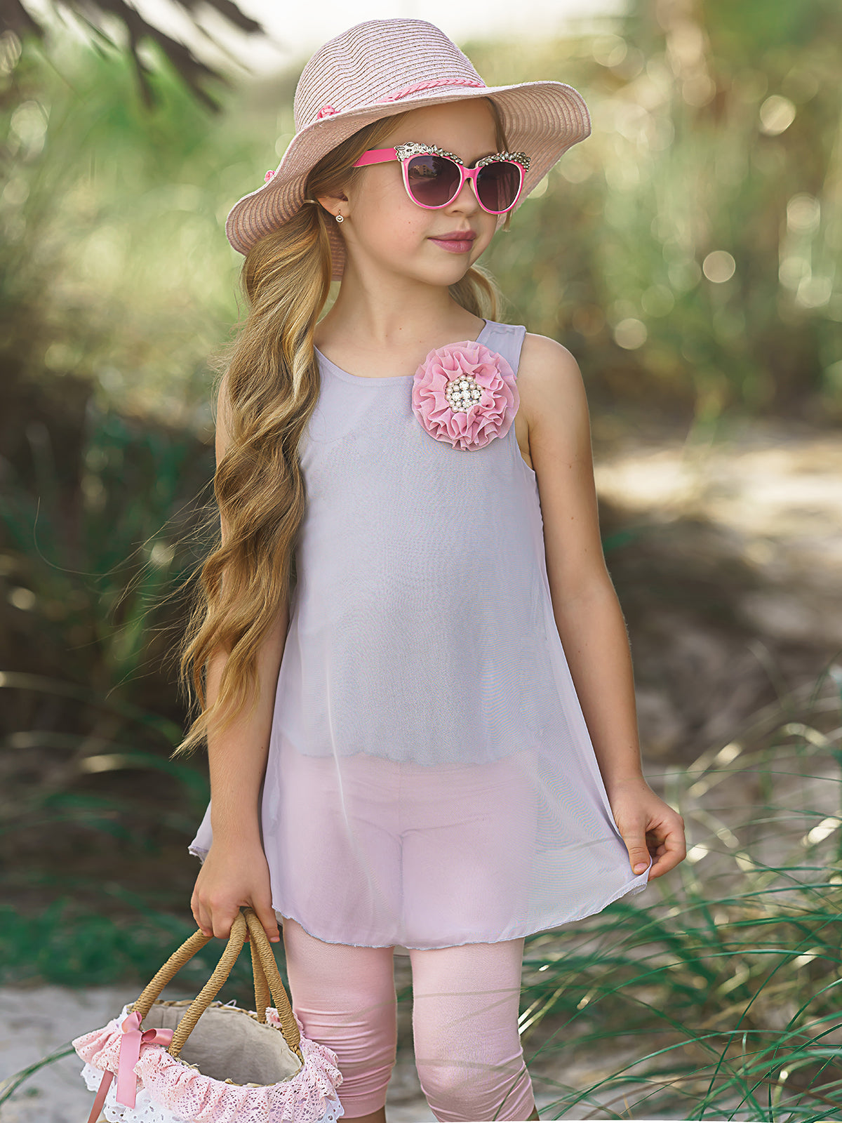 Girls Spring Outfits | Sleeveless Swing Tunic & Capris Legging Set