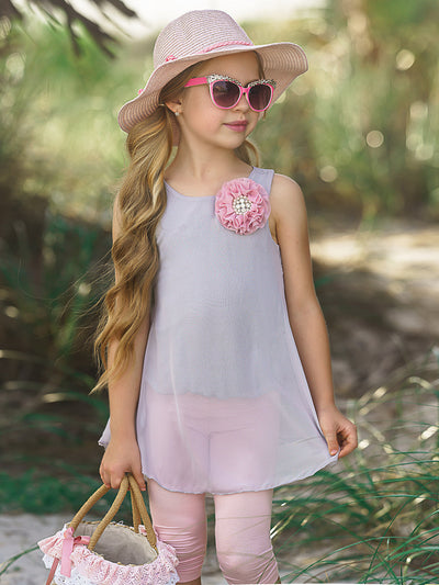 Girls Spring Outfits | Sleeveless Swing Tunic & Capris Legging Set