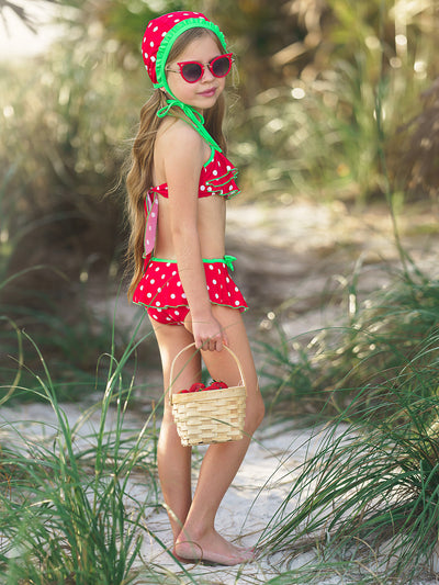 Toddler Two Piece Swimsuit | Girls Polka Dot Ruffle Skirted Swimsuit