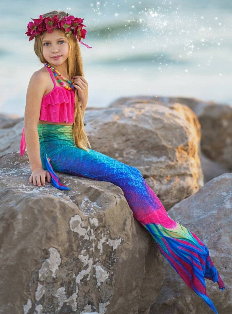 Toddler Mermaid Swimsuits | Girls Mermaid Three Piece Monofin Swimsuit