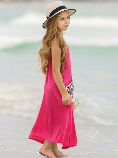Kids Spring Clothes | Girls Sleeveless Kangaroo Pocket Maxi Dress