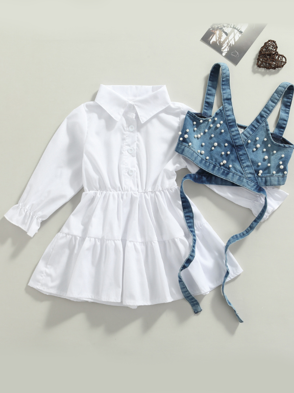 Delicate Dream Dress & Denim Vest Set