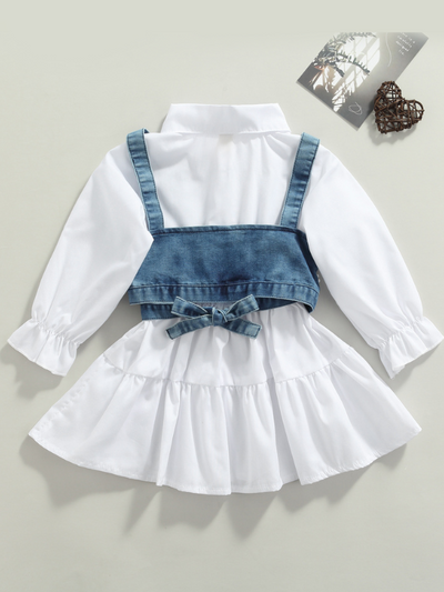 Delicate Dream Dress & Denim Vest Set