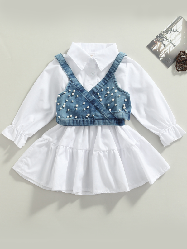 Delicate Dream Dress & Denim Vest Set