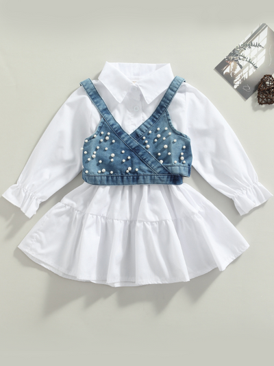 Delicate Dream Dress & Denim Vest Set