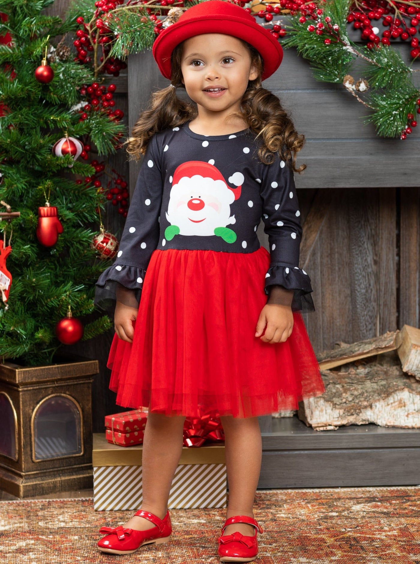 Toddler Clothing Sale | Santa Polka Dot Tutu Dress | Girls Boutique
