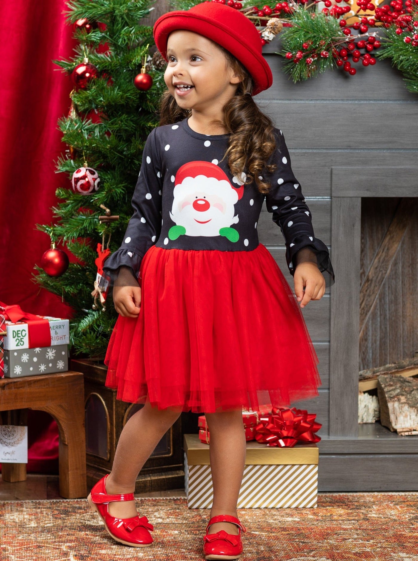 Toddler Clothing Sale | Santa Polka Dot Tutu Dress | Girls Boutique
