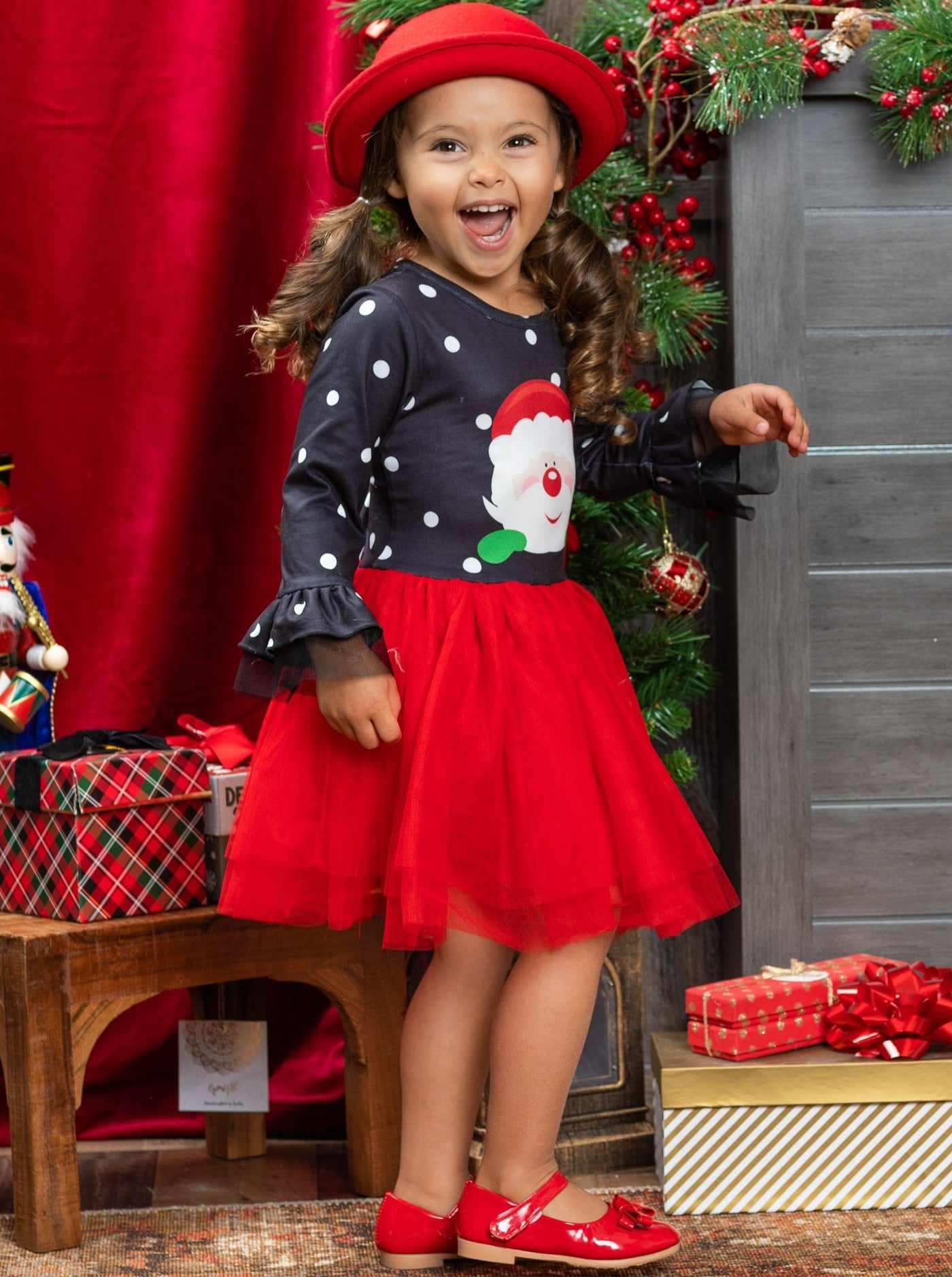 Toddler Clothing Sale | Santa Polka Dot Tutu Dress | Girls Boutique