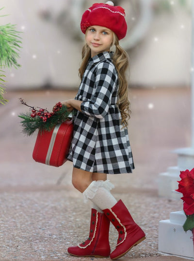 Girls Everyday Fall Dresses | Plaid Collared Dress - Mia Belle Girls