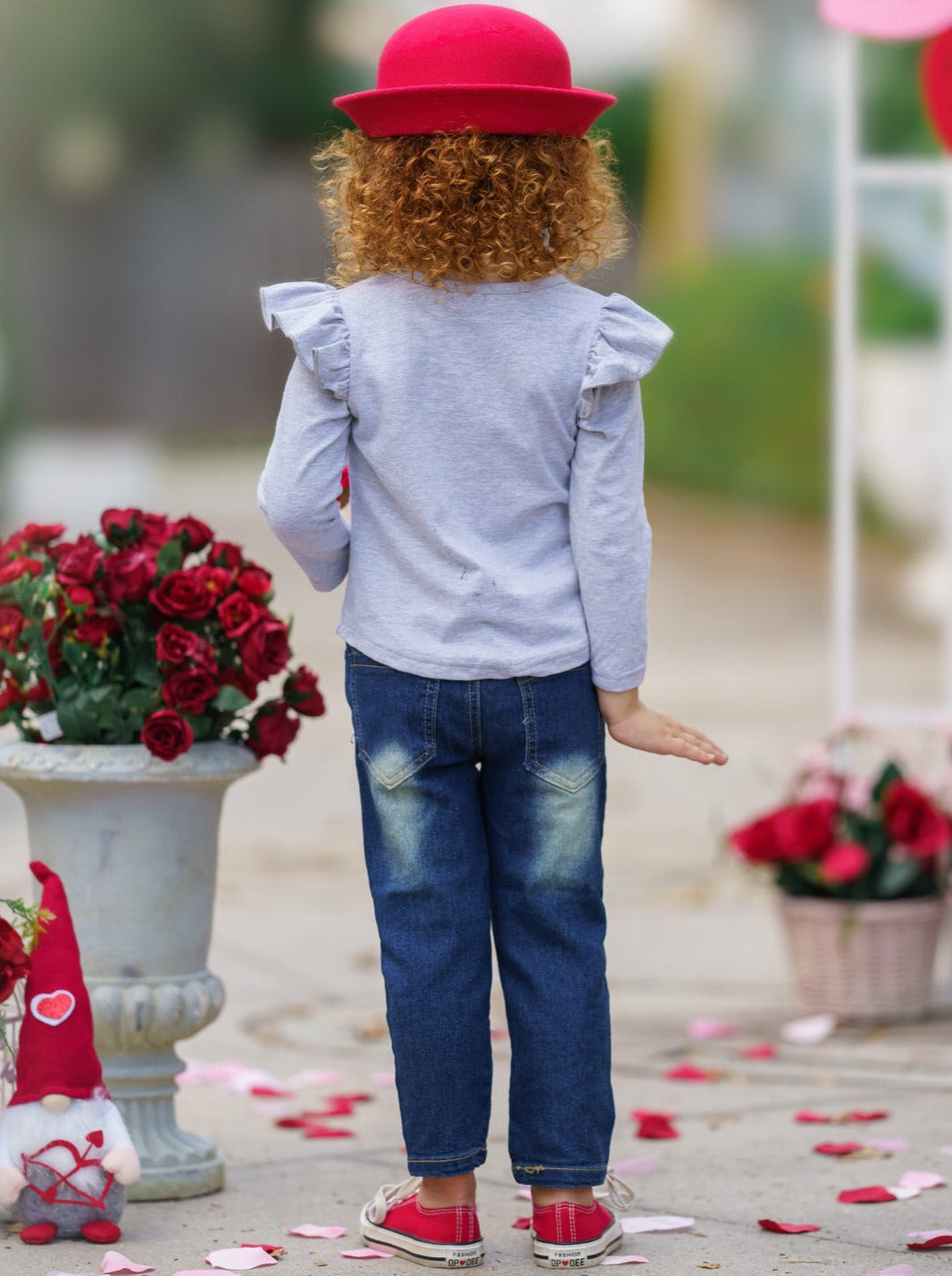 Kids Valentine's Clothes | Love Never Fails Top & Patched Jeans Set
