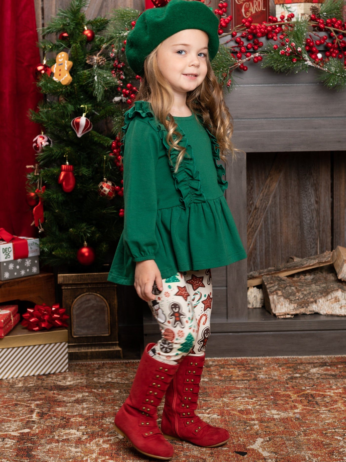 Winter Casual Sets | Girls Ruffle Tunic & Christmas Treat Legging Set