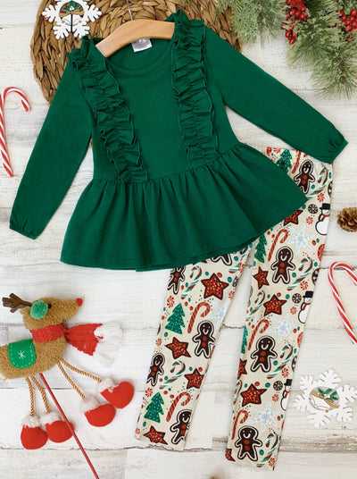 Winter Casual Sets | Girls Ruffle Tunic & Christmas Treat Legging Set