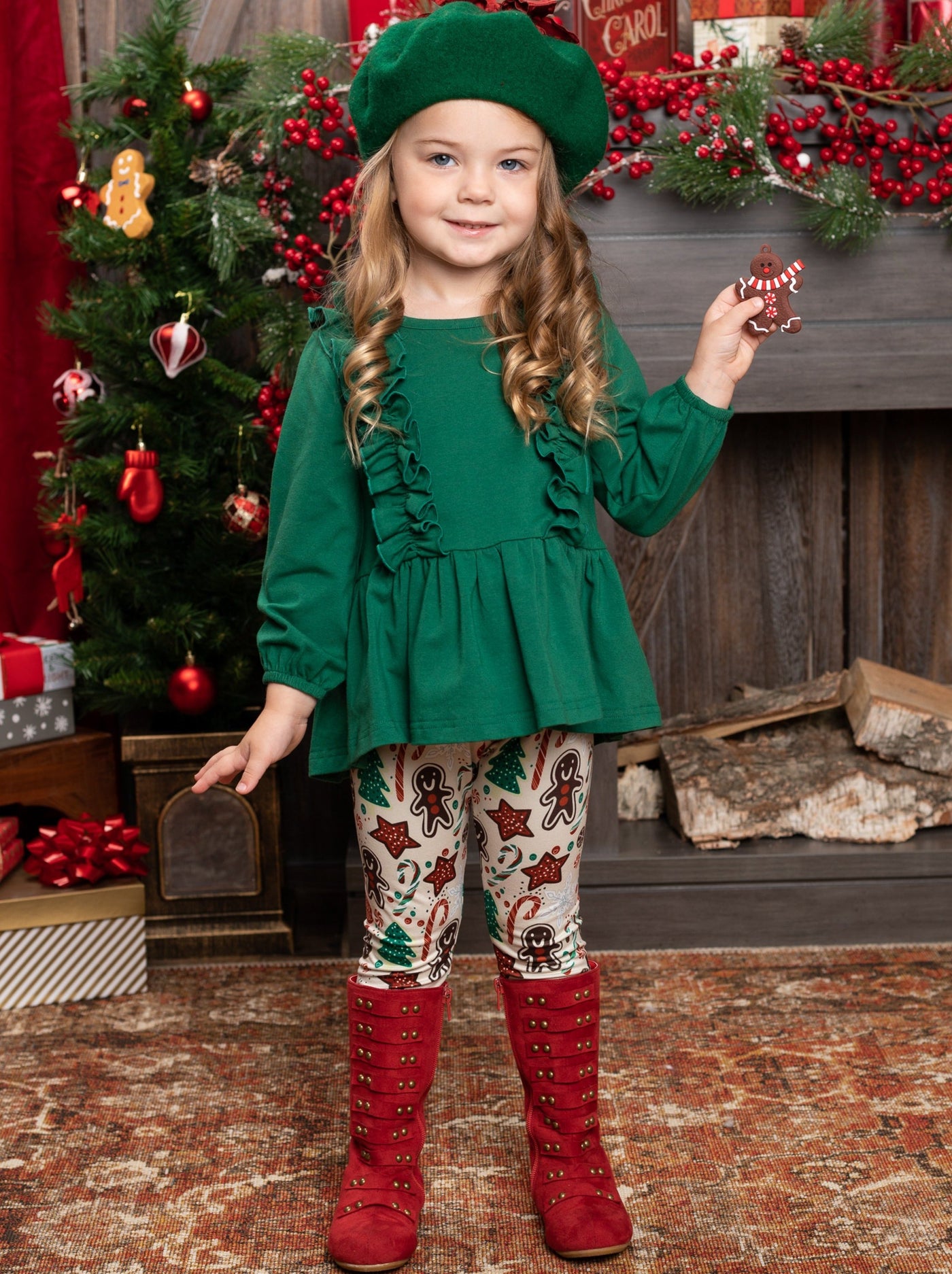 Winter Casual Sets | Girls Ruffle Tunic & Christmas Treat Legging Set