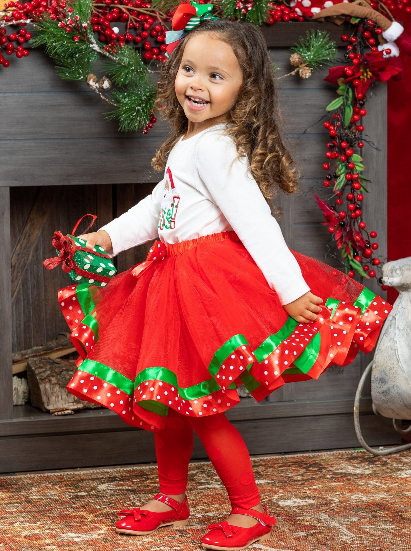 Cute Winter Sets | Girls Believe Santa Top and Holiday Tutu Skirt Set