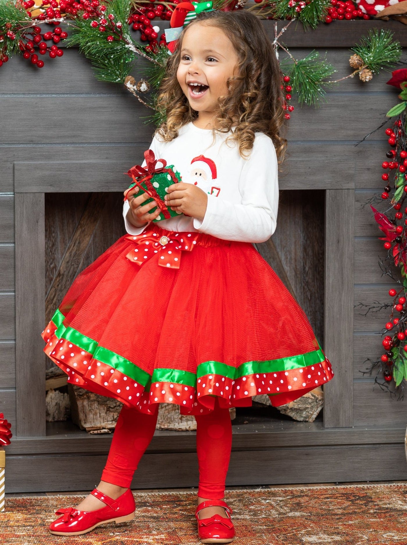 Cute Winter Sets | Girls Believe Santa Top and Holiday Tutu Skirt Set