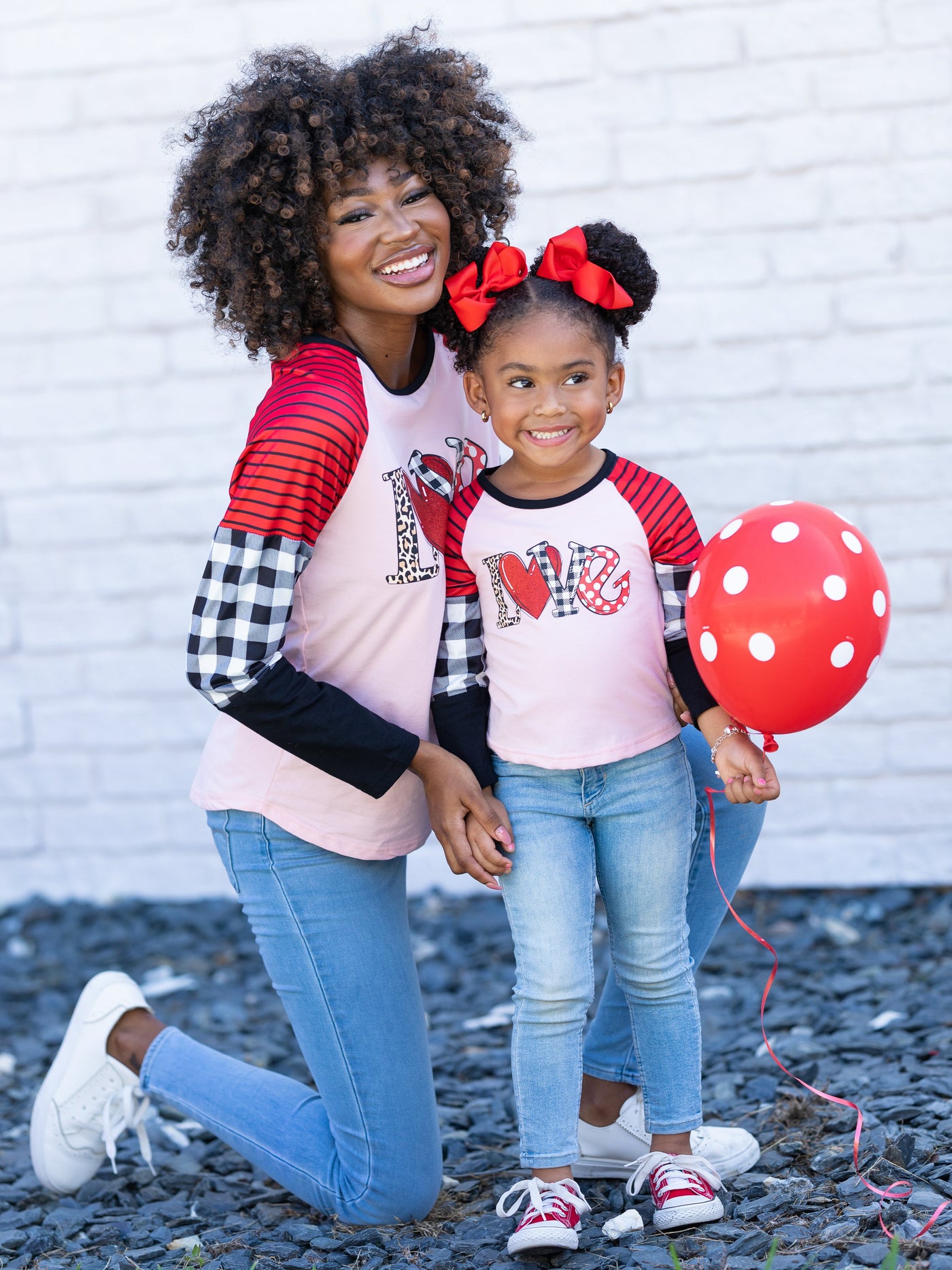 Mommy & Me Valentine's Day Tops | Matching Love Colorblock Sleeve Top