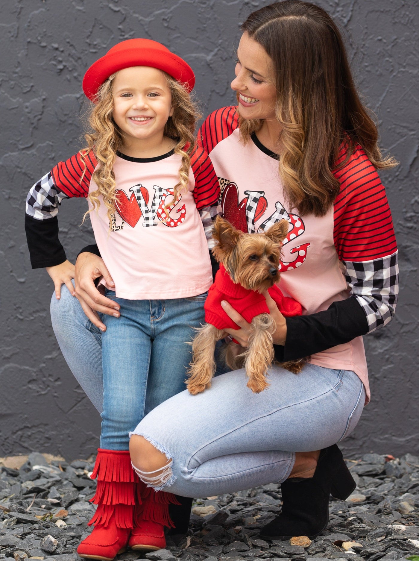 Mommy & Me Valentine's Day Tops | Matching Love Colorblock Sleeve Top