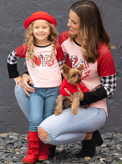 Mommy & Me Valentine's Day Tops | Matching Love Colorblock Sleeve Top