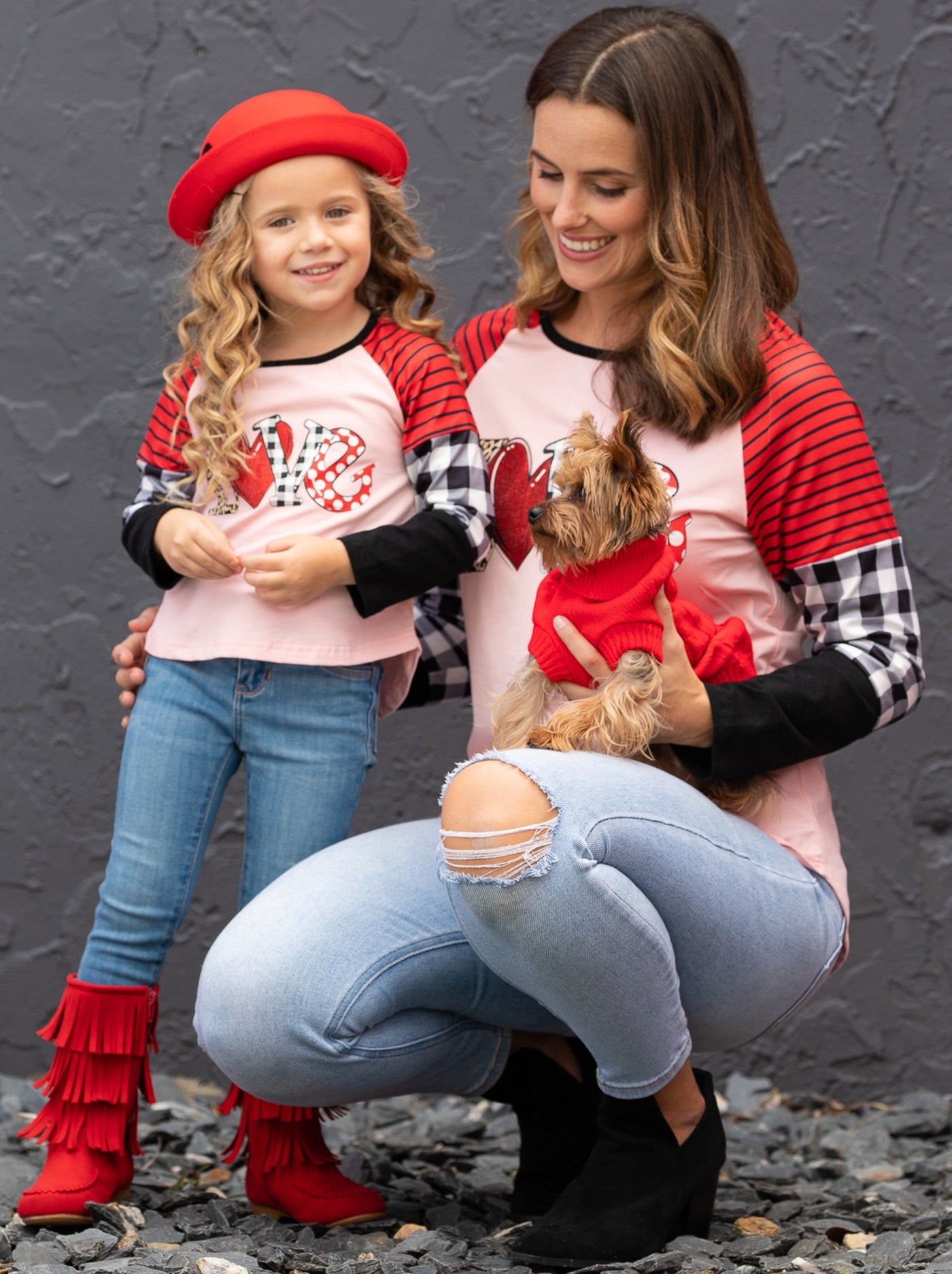 Mommy & Me Valentine's Day Tops | Matching Love Colorblock Sleeve Top