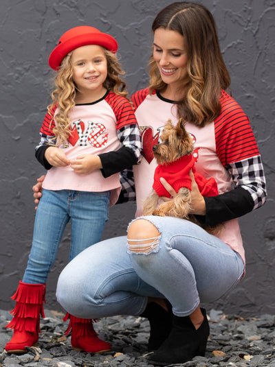 Mommy & Me Valentine's Day Tops | Matching Love Colorblock Sleeve Top