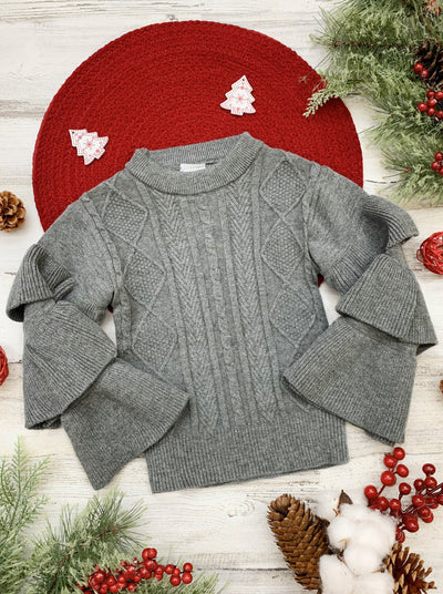 Little Girls Fall Sweaters | Tiered Sleeve Sweater - Mia Belle Girls