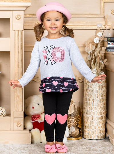 Kids Valentine's Clothes | Little Girls XO Sequin Tunic & Legging Set