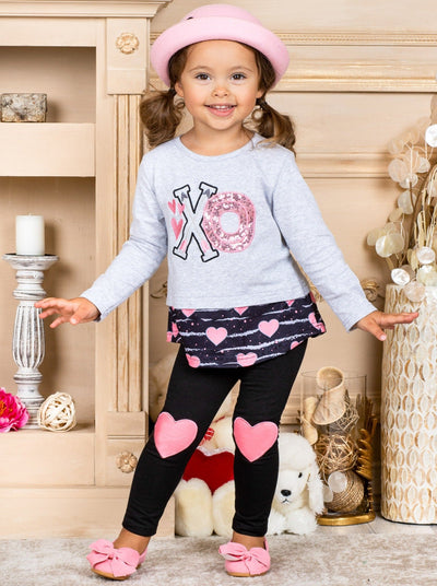 Kids Valentine's Clothes | Little Girls XO Sequin Tunic & Legging Set