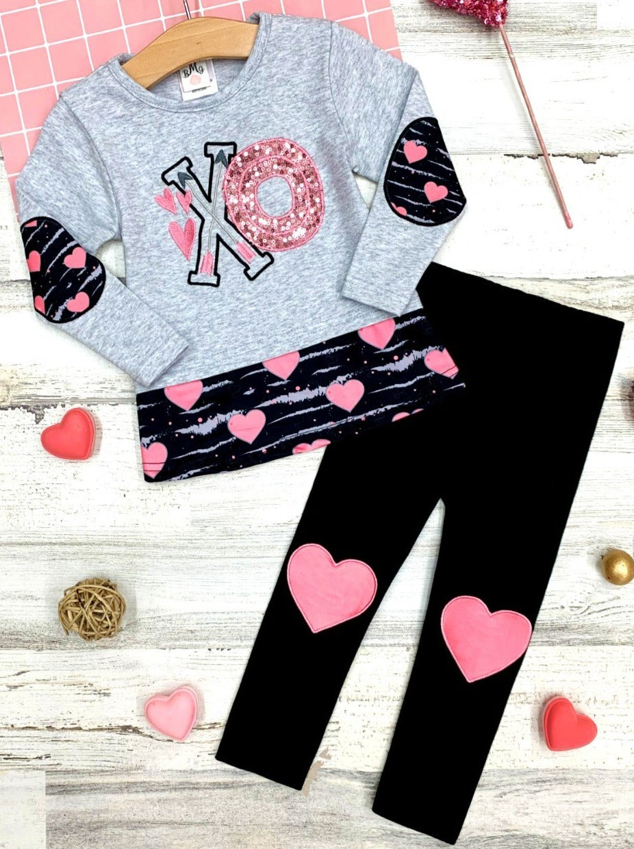 Kids Valentine's Clothes | Little Girls XO Sequin Tunic & Legging Set