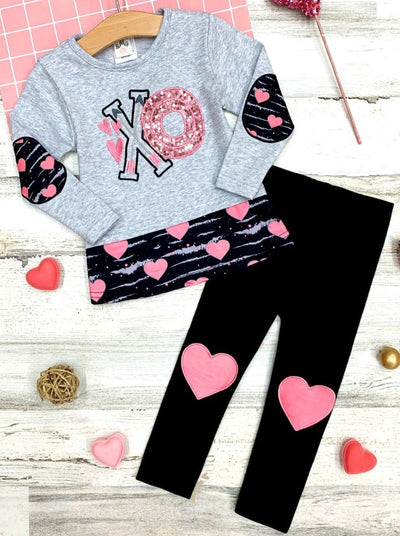 Kids Valentine's Clothes | Little Girls XO Sequin Tunic & Legging Set