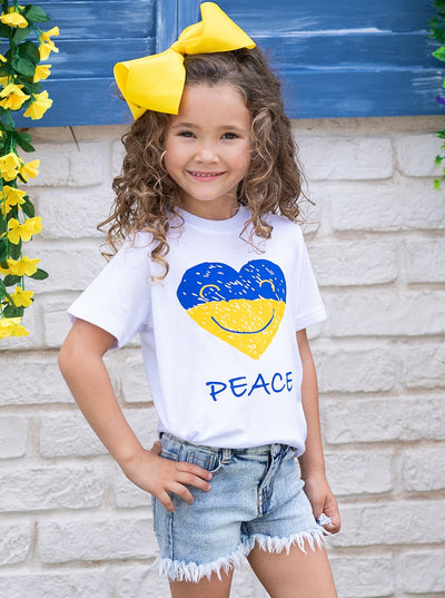 Cute Toddler Tops | Little Girls Support Ukraine Short Sleeved Top 
