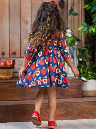 Back To School Dresses | Apple Print Skater Dress | Mia Belle Girls