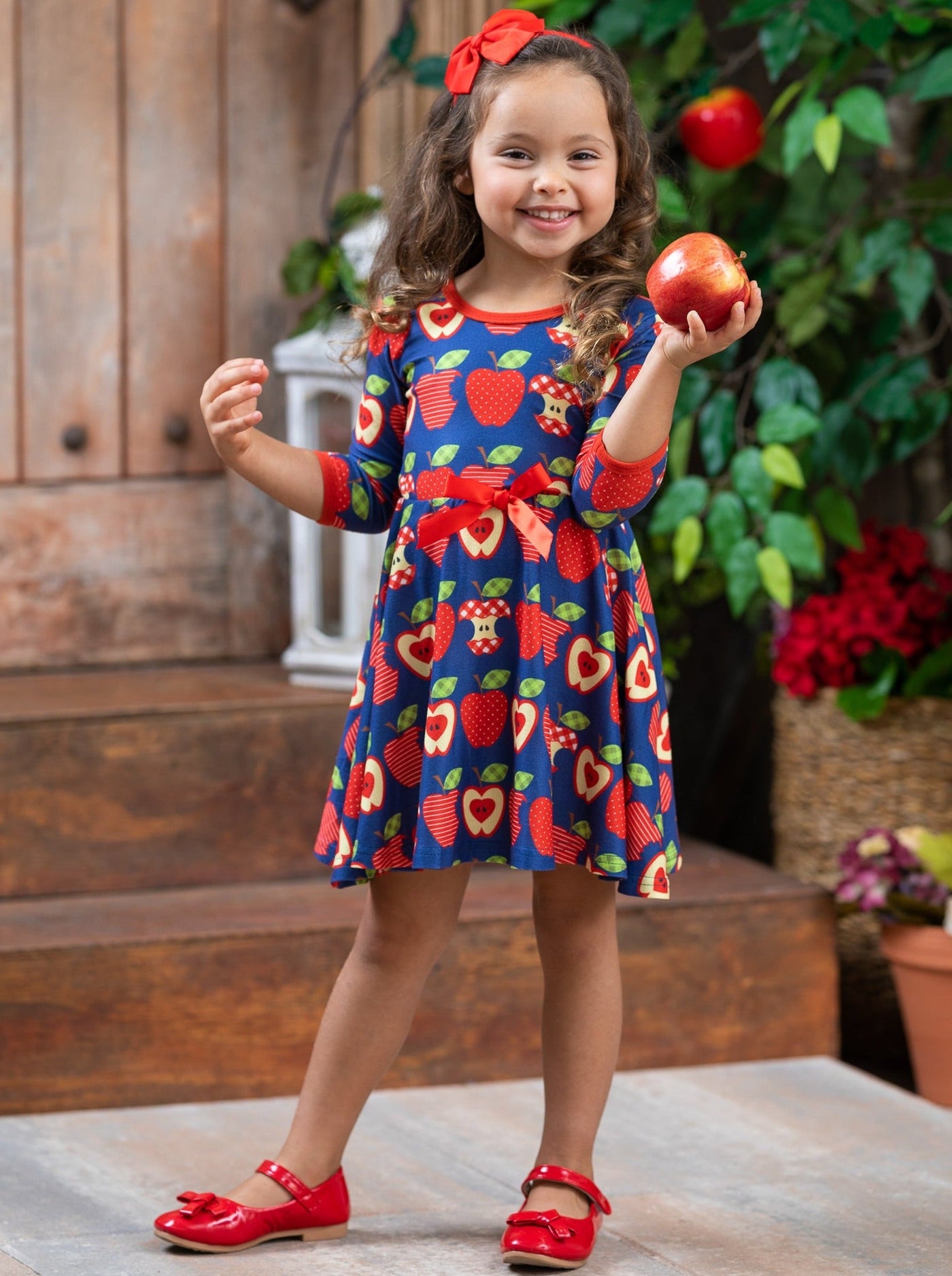 Back To School Dresses | Apple Print Skater Dress | Mia Belle Girls