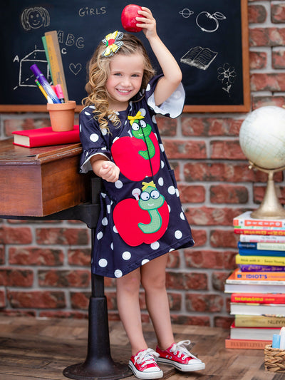 First Day of School Polka Dot Dress Hairbow & Purse | Mia Belle Girls
