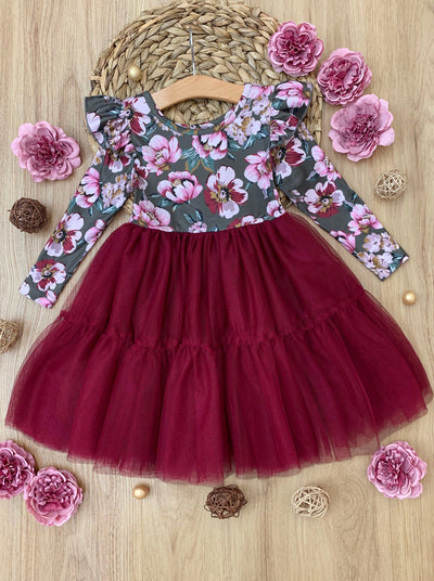 Cute Christmas Dresses | Winter Floral Tutu Dress | Mia Belle Girls