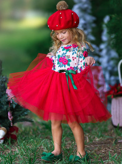 Cute Winter Dresses | Girls Winter Flower Tutu Dress | Holiday Dresses