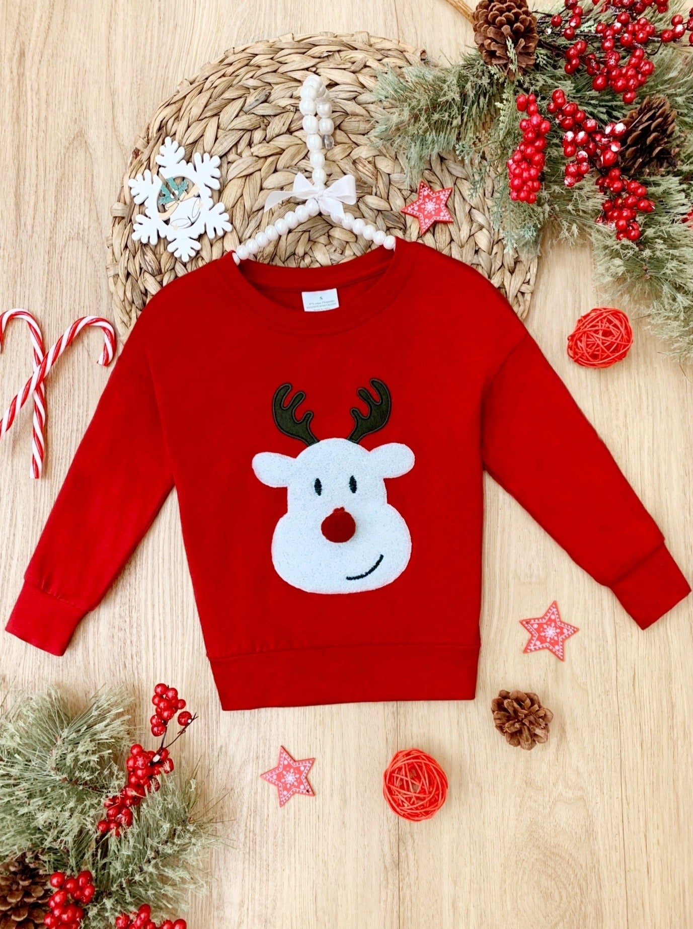 Winter Tops For Girls | Reindeer Pullover Sweater | Mia Belle Girls