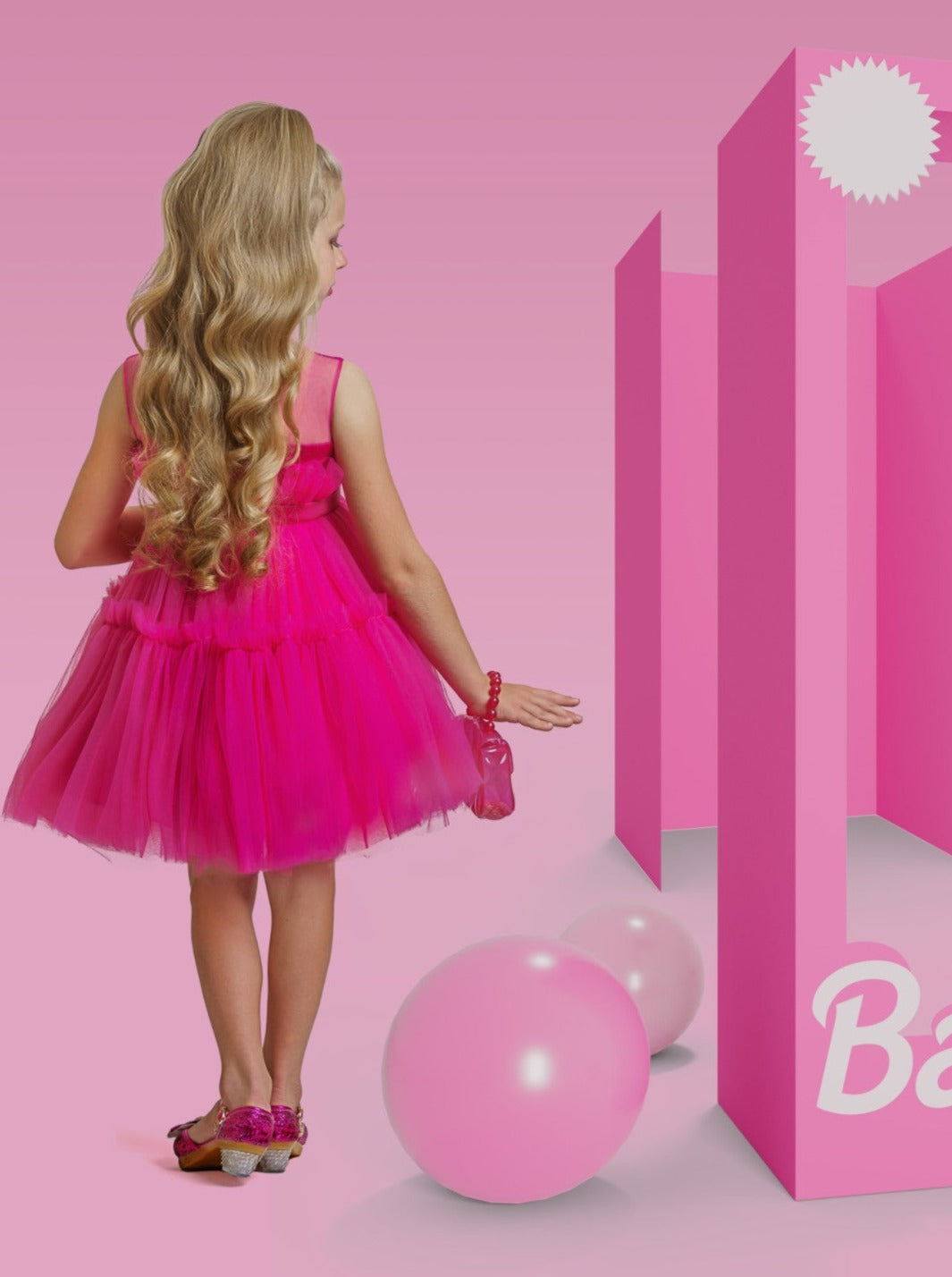 Little Girls Halloween Pink Life-Size Barbie Costume - Mia Belle Girls