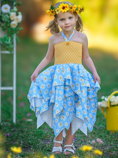 Be The Sunshine Smocked Handkerchief Dress - Mia Belle Girls