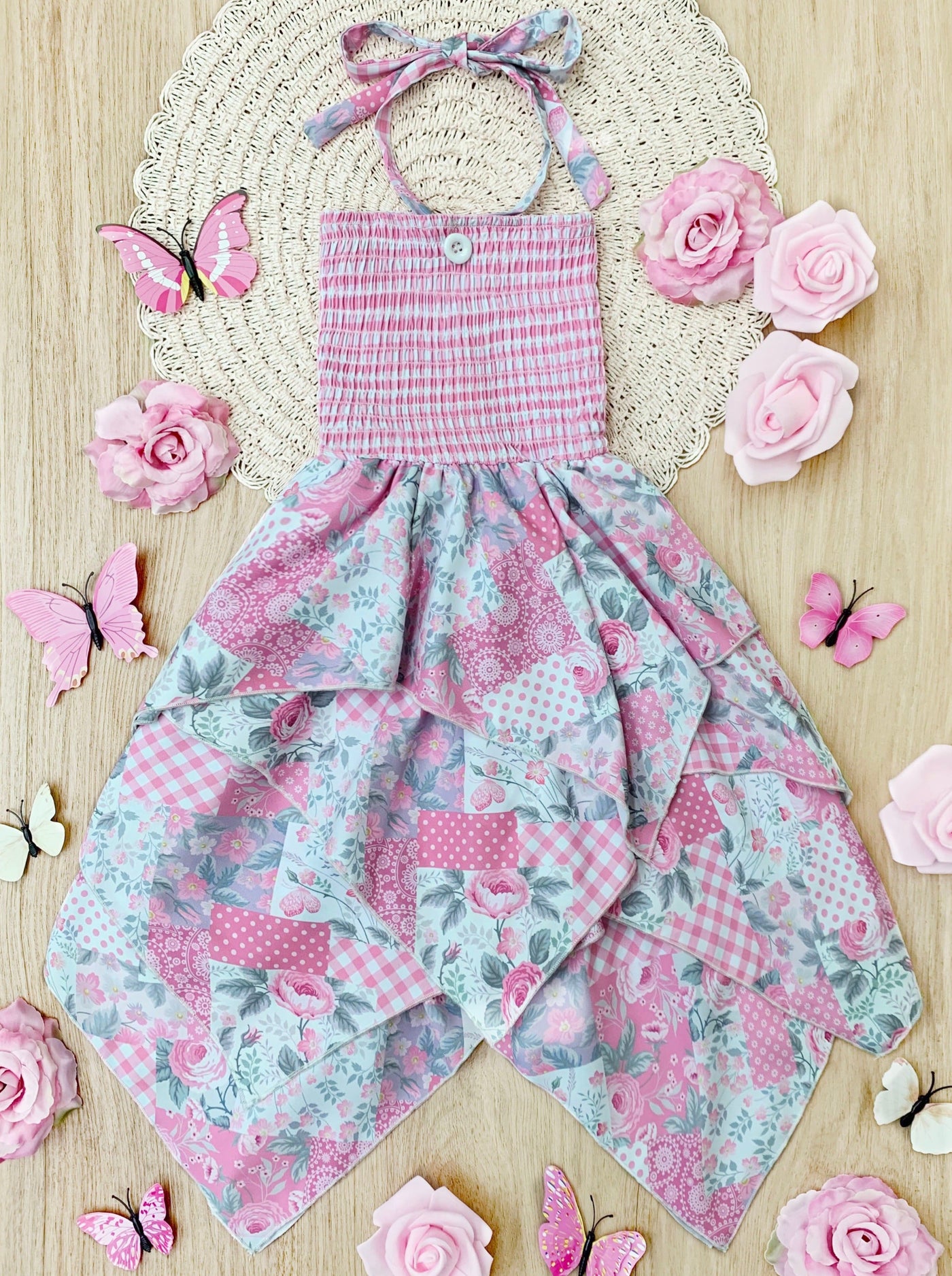 Let's Mix It Up Smocked Handkerchief Dress - Mia Belle Girls