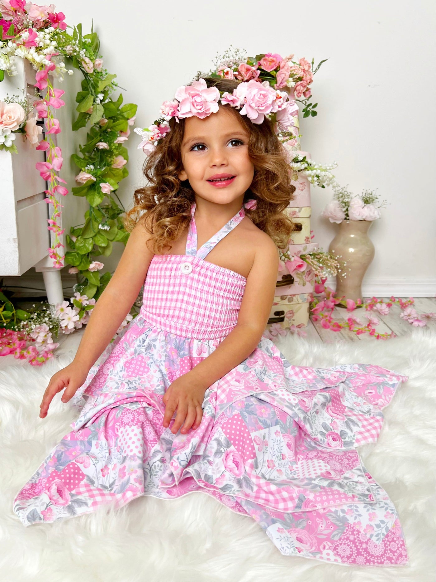 Let's Mix It Up Smocked Handkerchief Dress - Mia Belle Girls