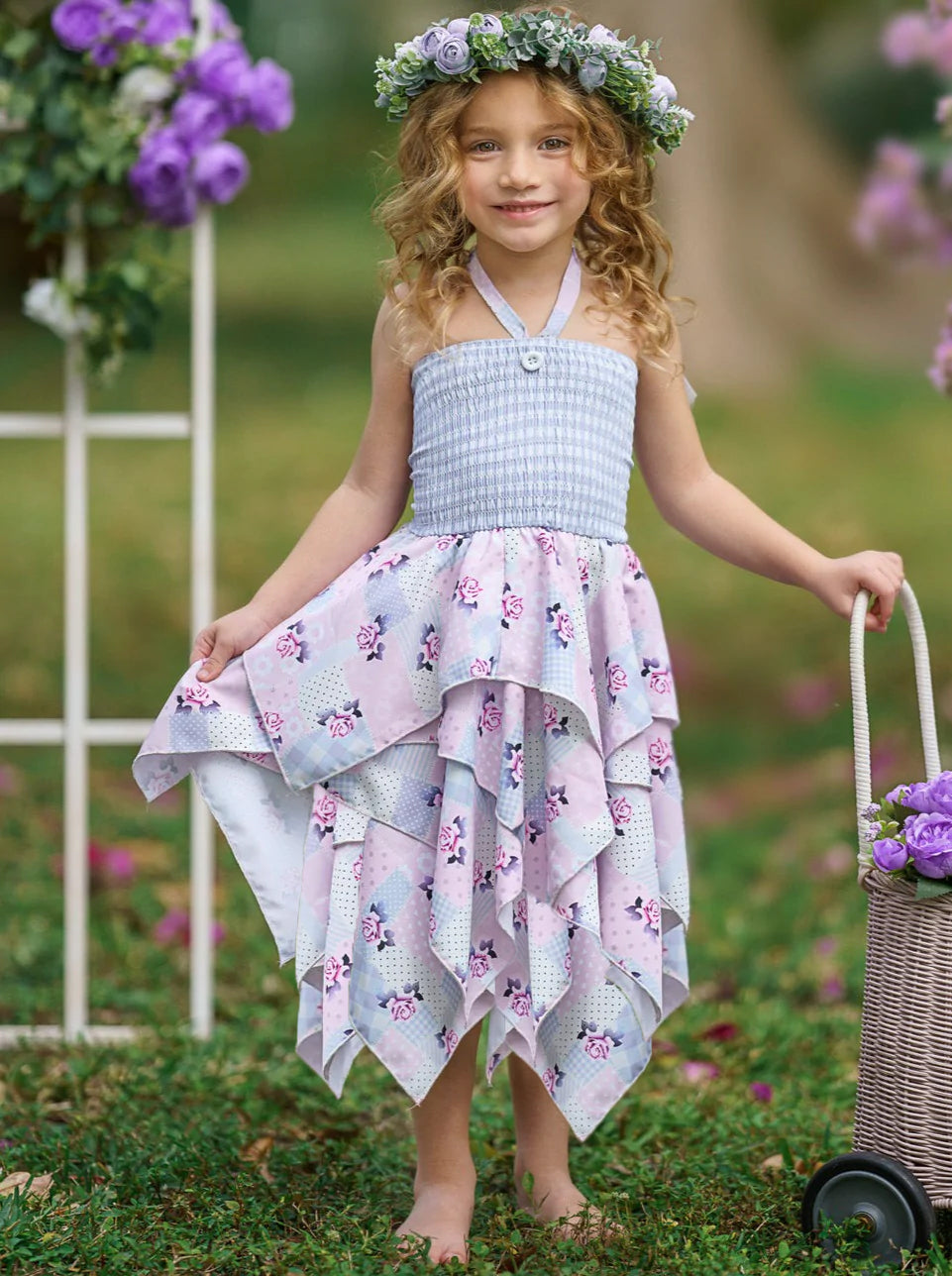 Living The Spring Life Smocked Handkerchief Dress - Mia Belle Girls
