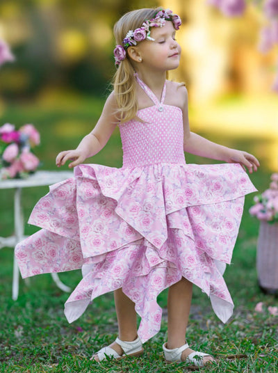 Smell The Flowers Smocked Handkerchief Dress - Mia Belle Girls