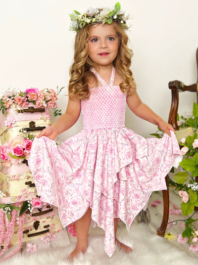 Smell The Flowers Smocked Handkerchief Dress - Mia Belle Girls