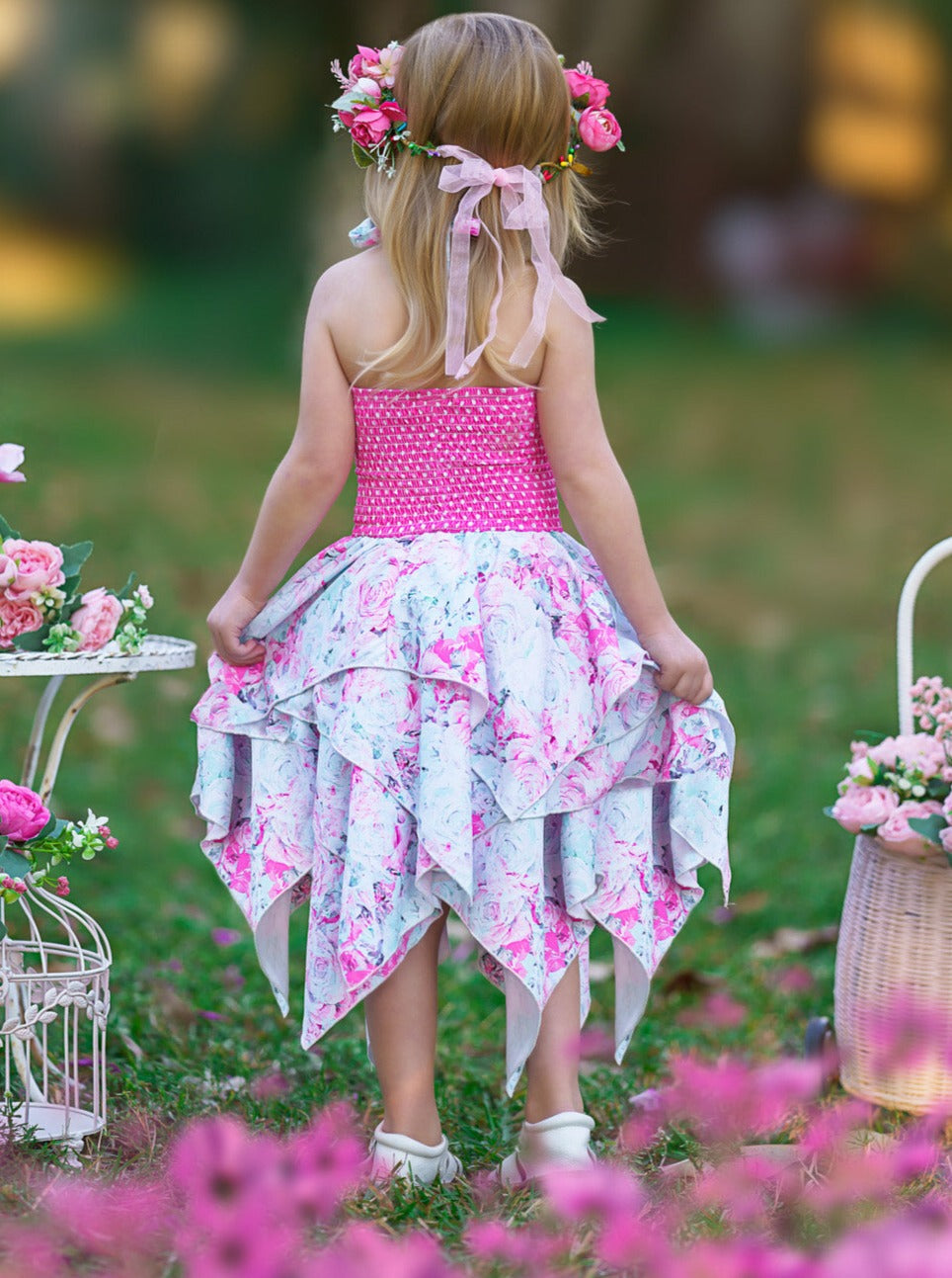 Lovely Spring Days Smocked Handkerchief Dress - Mia Belle Girls
