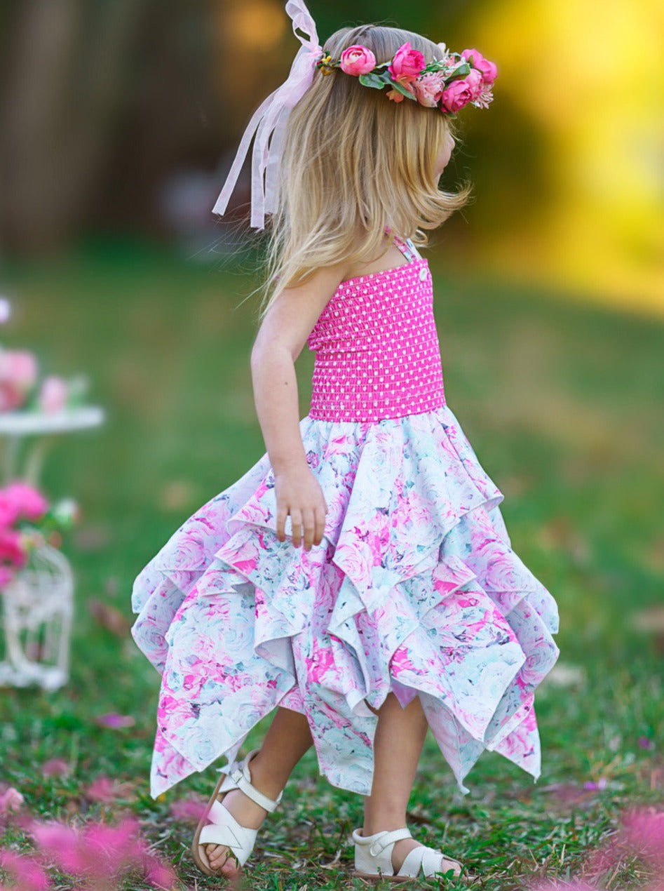 Lovely Spring Days Smocked Handkerchief Dress - Mia Belle Girls