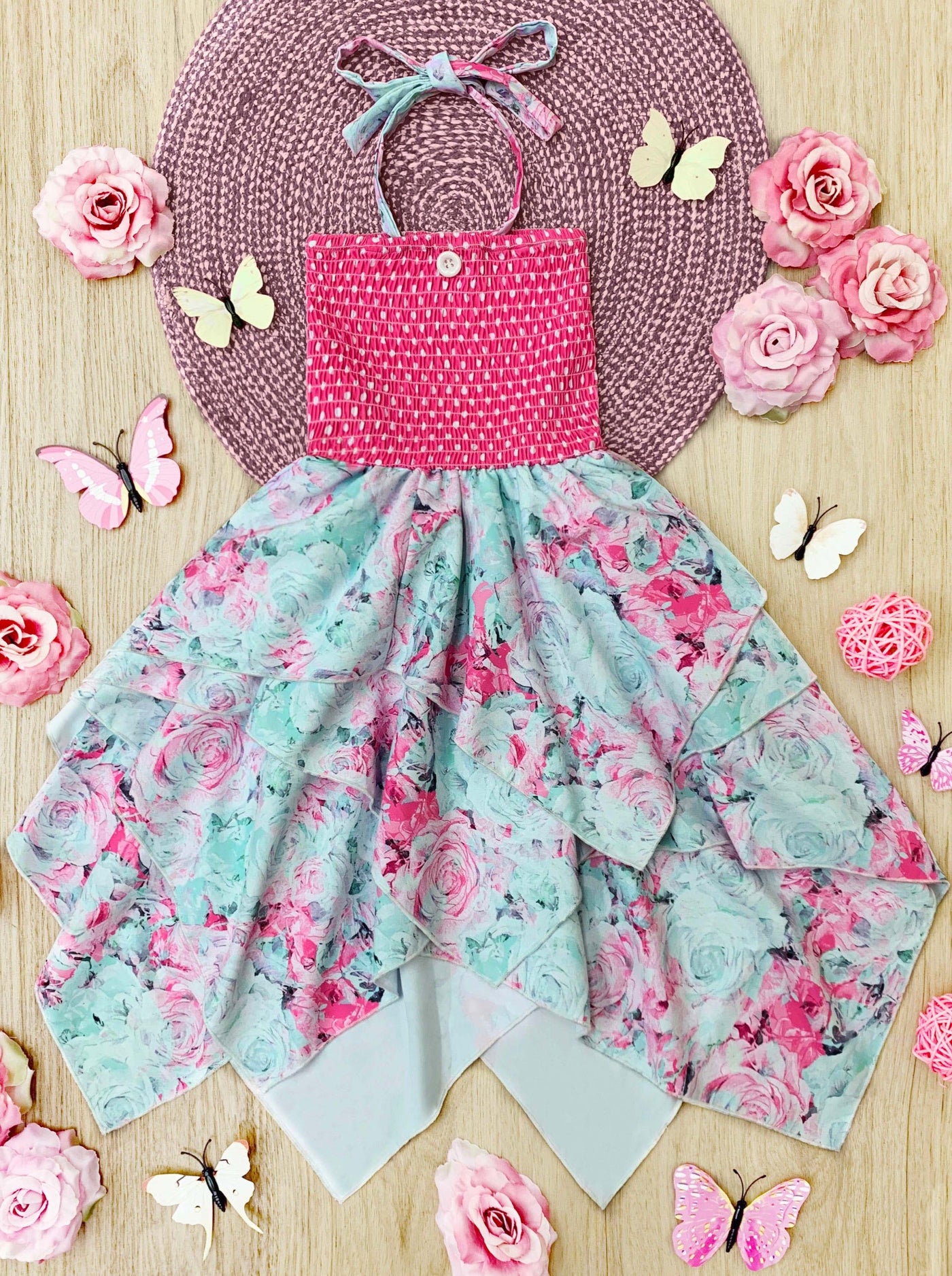 Lovely Spring Days Smocked Handkerchief Dress - Mia Belle Girls
