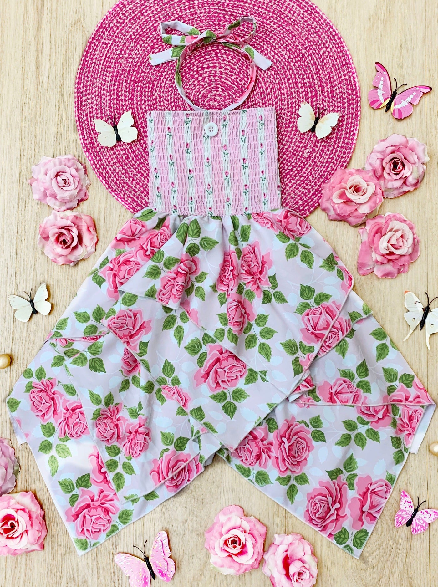 Spring Thing Smocked Handkerchief Dress - Mia Belle Girls
