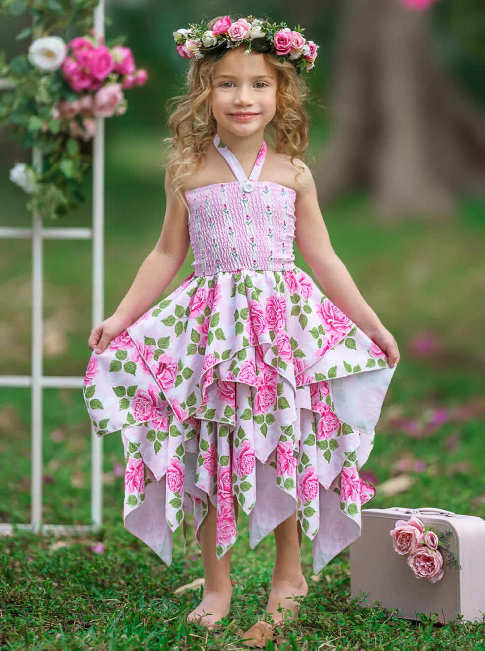 Spring Thing Smocked Handkerchief Dress - Mia Belle Girls