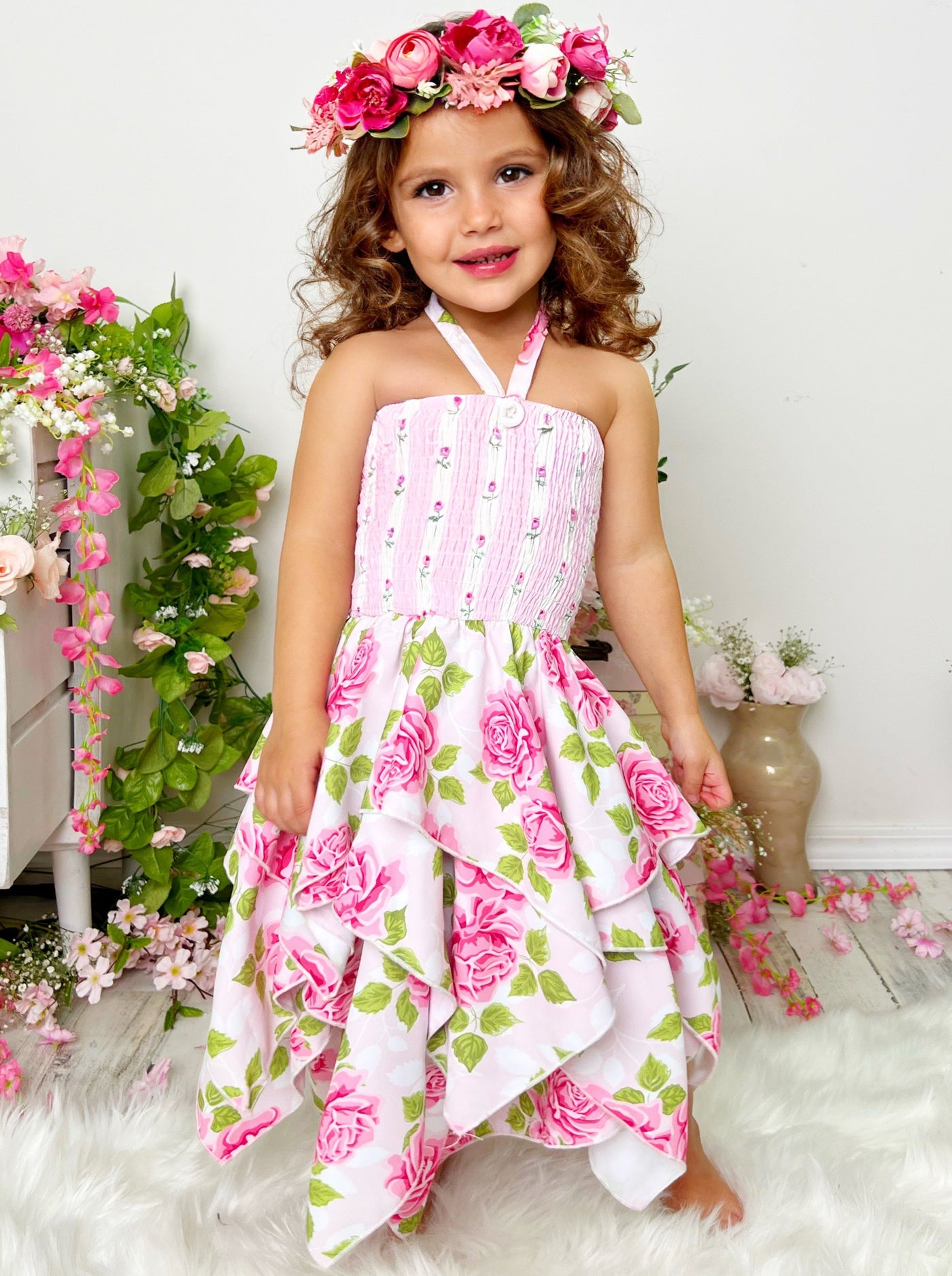 Spring Thing Smocked Handkerchief Dress - Mia Belle Girls