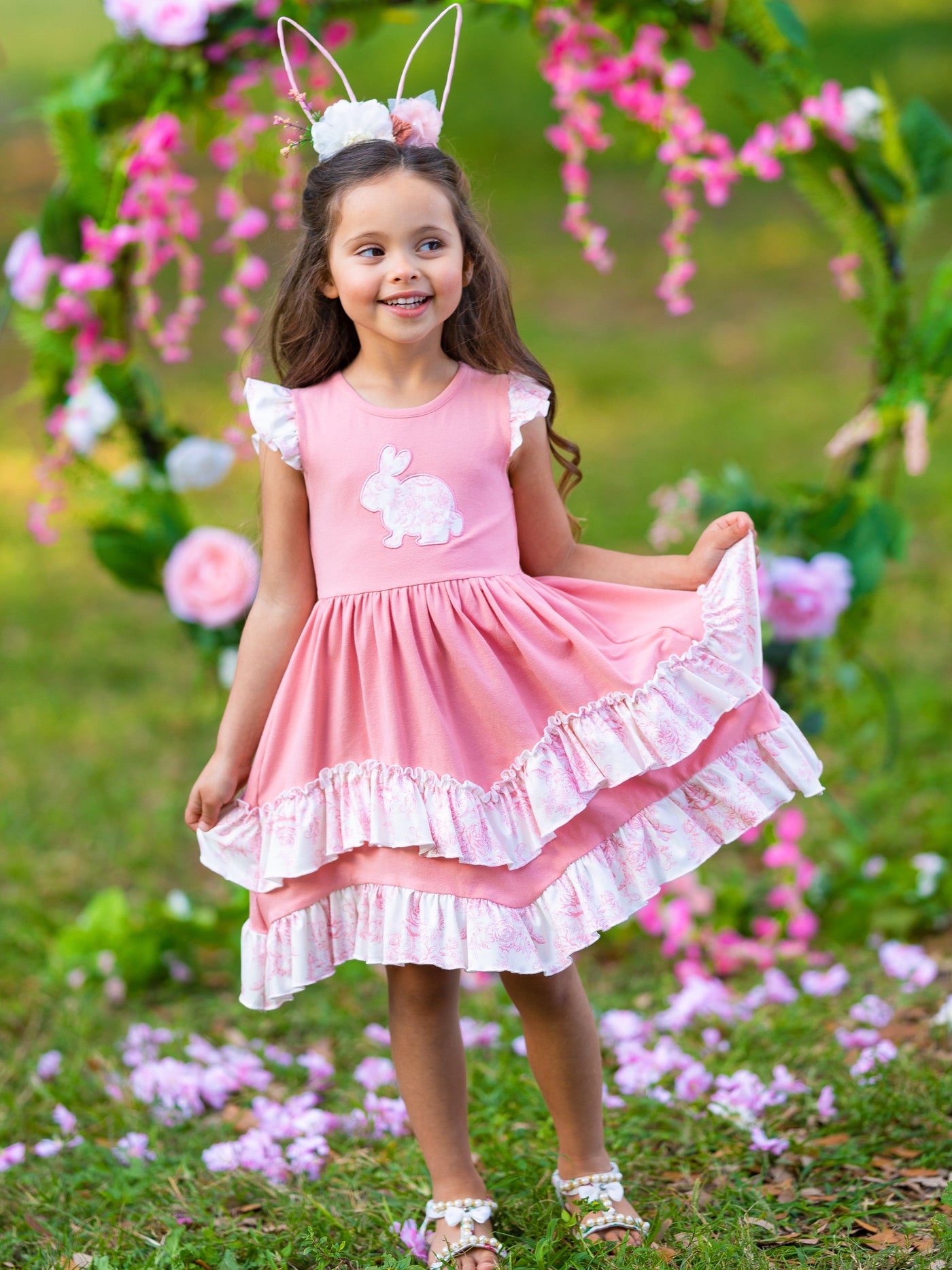 Hop Around Flutter Sleeve Layered Ruffle Dress - Mia Belle Girls